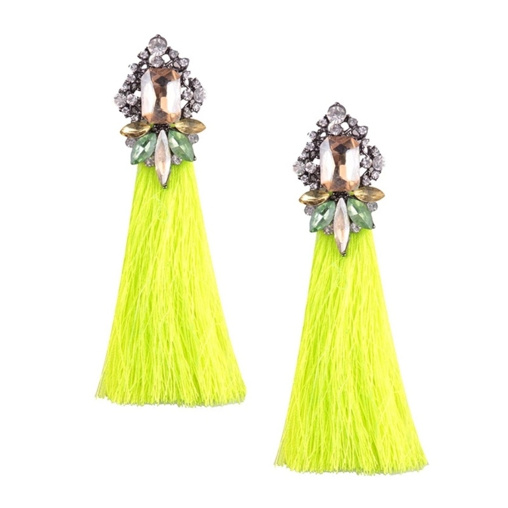 Tassel and rhinestone earrings